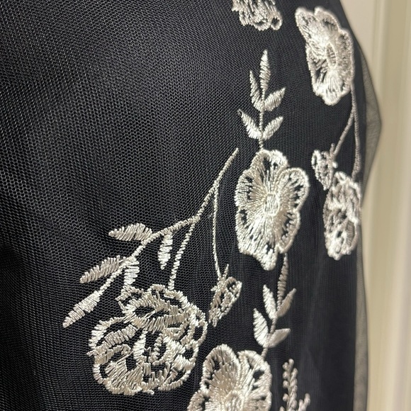 Roz & Ali Womens Black Floral Embroidered Stitched Sheath Dress Size 14 - Picture 5 of 12